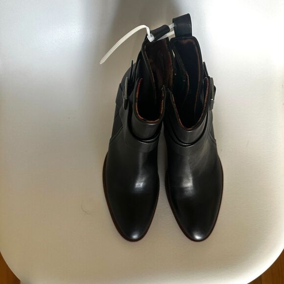 Korks- Kork Ease Black Ankle Boots โ Size 6.5M, Stacked Heel, Buckle Detail - Picture 5 of 6